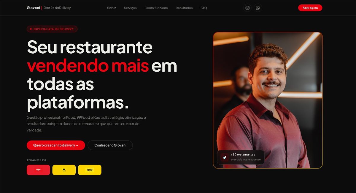 Site do Giovani Gestão de Delivery
